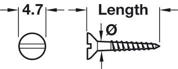 16mm Wood Screw, Countersunk Head, Steel Din 97 with Single Slot