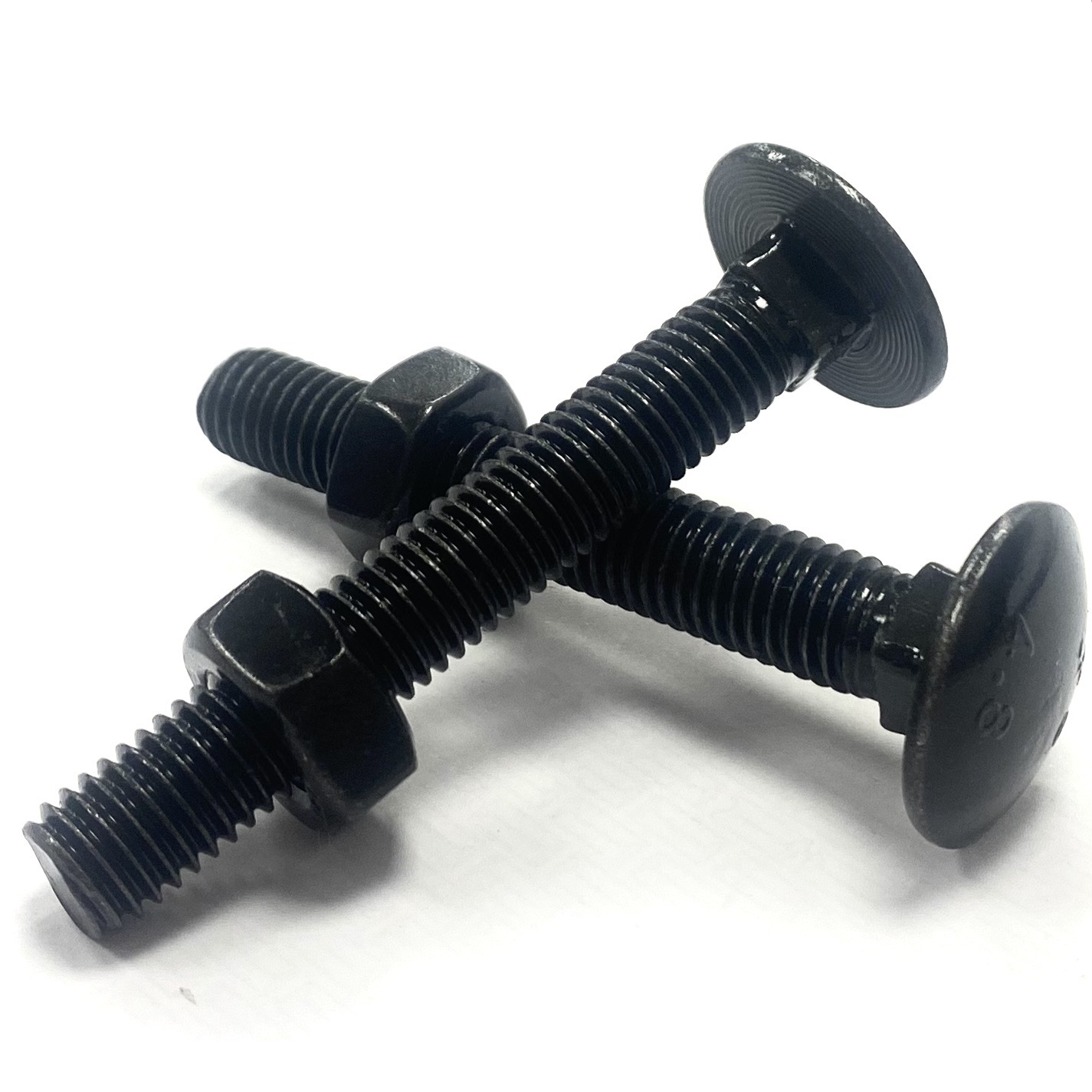 M8 x 90mm Mild Steel Carriage Coach Cup Square Bolts, with Hexagon Nut  Black Passivated Zinc Plated, DIN 603/934 Bolt WorldBolt World