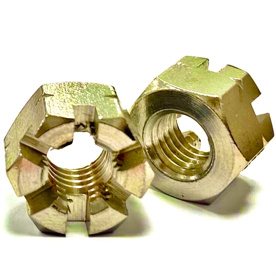M10 Slotted Castle Nut Steel Yellow Zinc Plated Grade 4 YZP DIN 935