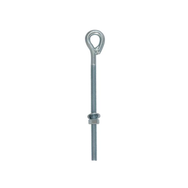 Bright Zinc Plated Straining Eye Bolts - Welded c/w 1 nut & 1 washer 12 x 3/8
