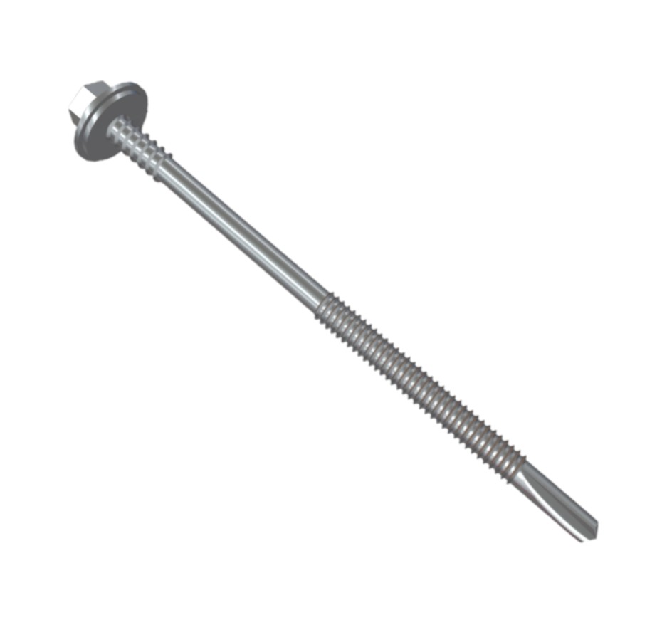 Evolution 5.5 x 105mm Composite Panel Tek Screws BMTSBWHT5.5-105-5 - Composite Panel Screw + Washer TEK5 for Heavy Steel Section 4.0mm to 12.5mm BLACK A2 BiMetal