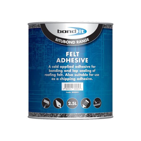 Heavy Duty Felt Adhesive. Black. Size 2.5 Litre
