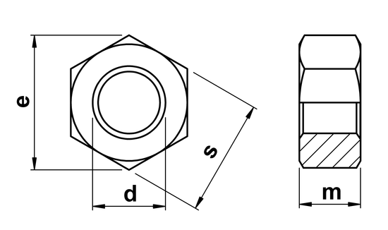 Diagram of Full Hex Nut