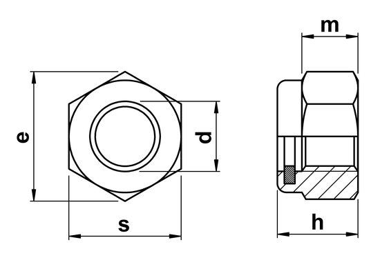 Diagram of Nyloc Nuts DIN 985