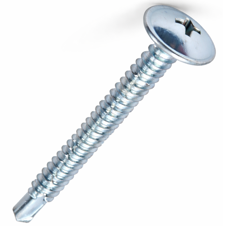 4.8 x 100mm Baypole Screws - Wafer Flange - PH - Self-Drilling Point - Zinc