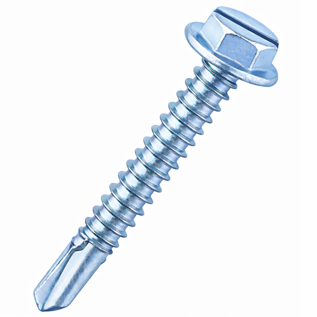 4.2 x 13mm Hex Head Self Drilling Screws With Slotted Head DIN 7504L Bright Zinc Plated