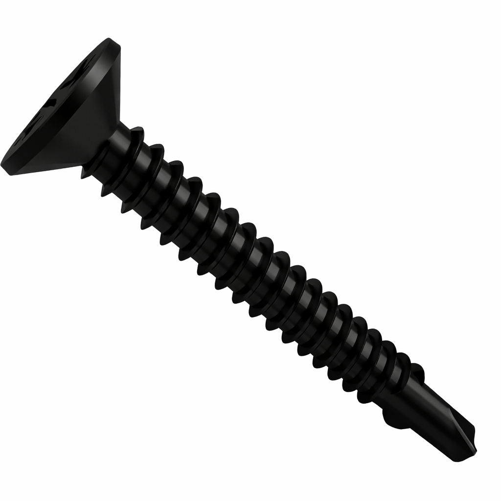 Evolution 5.5 x 80mm Phillips Countersunk Timber Tek Screws BMWD5.5-80-3 - Timber TEK3 Wing Drill Screw Phil Csk 1.2mm to 3.5mm in BLACK A2 Bimetal