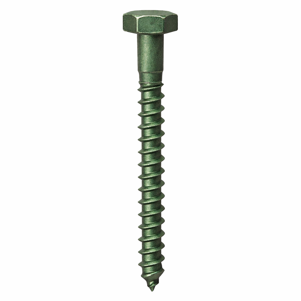 M8 x 75mm Hexagon Head Coach Screws - Exterior - Organic Green, DIN 571