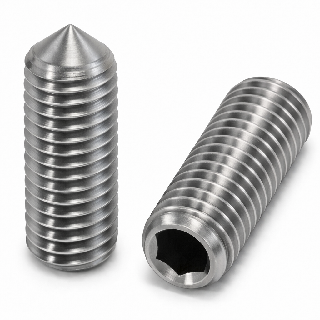 M4 x 40mm Socket Set Grub Screws Cone Point, A2 Stainless Steel (304), DIN 914