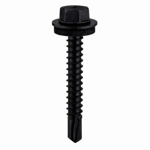 Hex Head Tek Screws for Light Steel Section with Bonded EPDM Washer BLACK Stainless Steel A2