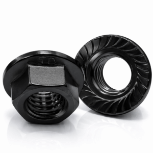 Hexagon Serrated Flange Nuts - BLACK Stainless Steel A2