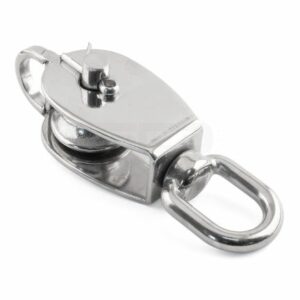 Swivel Eye Single Wheel Pulleys with Removable Wheel and Becket Eye - Stainless Steel A4