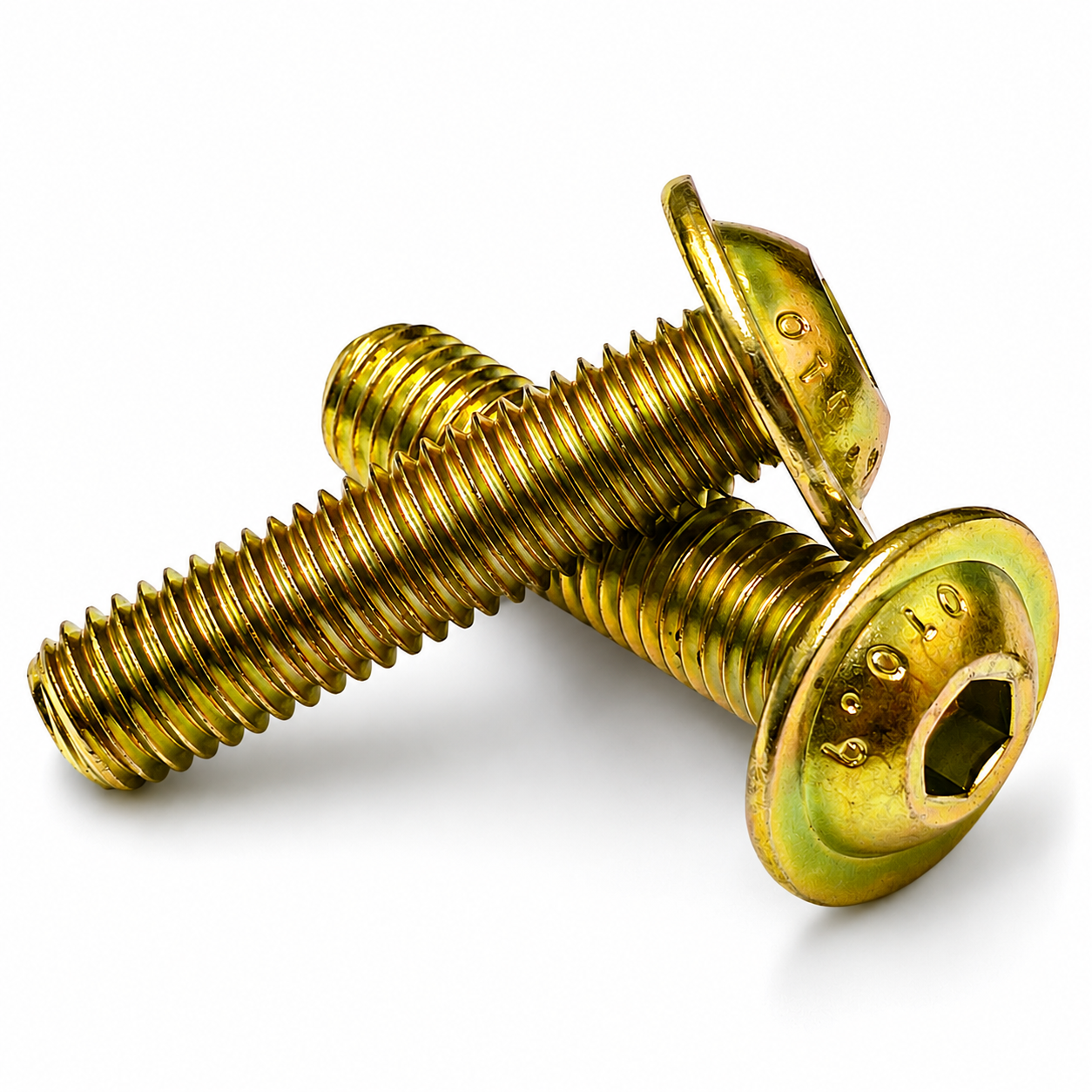 M4 x 6mm Flange Button Socket Screw/Bolt, High Tensile Grade 10.9 Yellow Zinc Plated, DIN 267