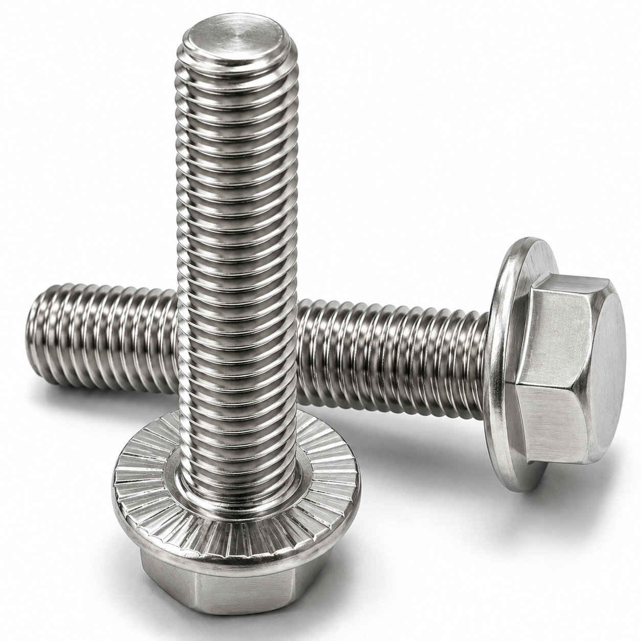 M4 x 8mm Flanged Hexagon Serrated Bolts, Stainless Steel A2 (304), DIN 6921Z